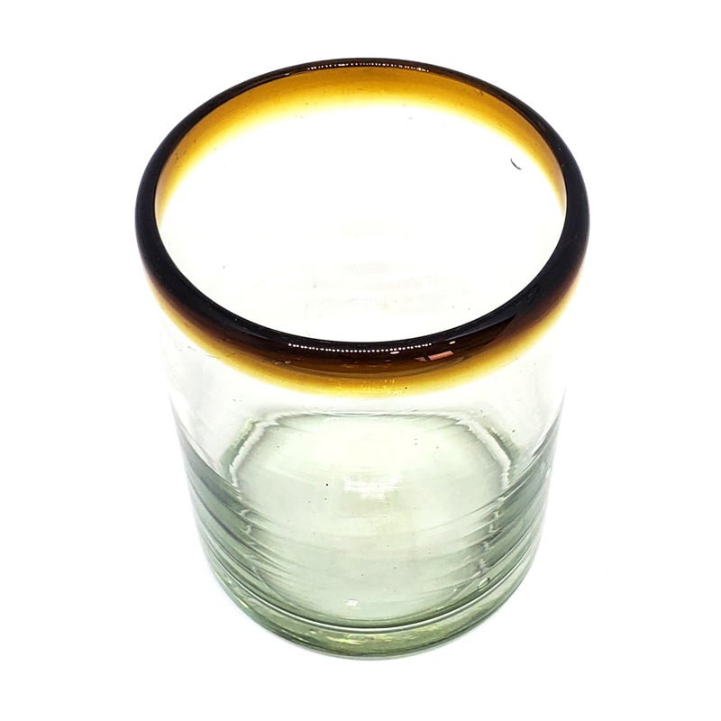 MexHandcraft Amber Rim 10 oz Tumblers (set of 6), Recycled Glass, Lead-free, Toxin-Free (Tumbler) - Image 4
